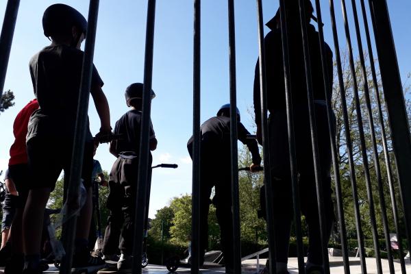 Group of children on scooters